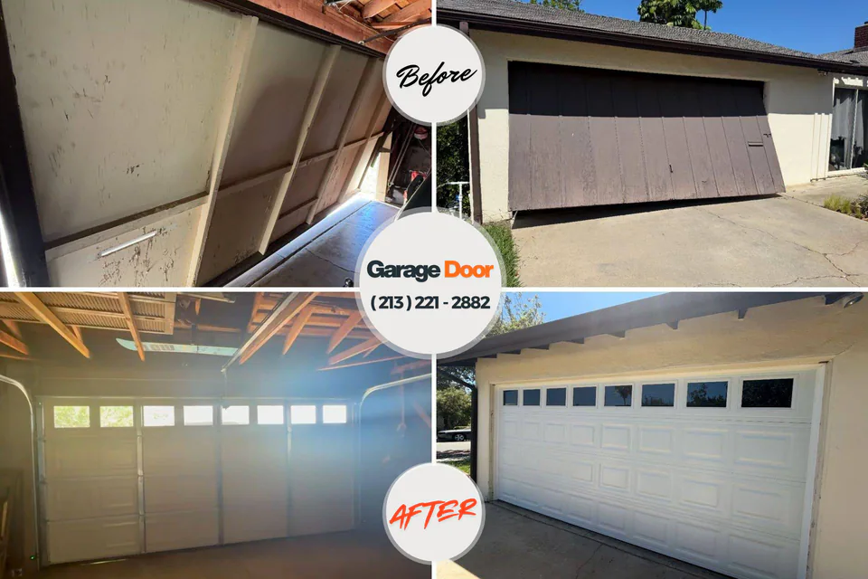 Before and after: garage door repair Lake Heritage, PA